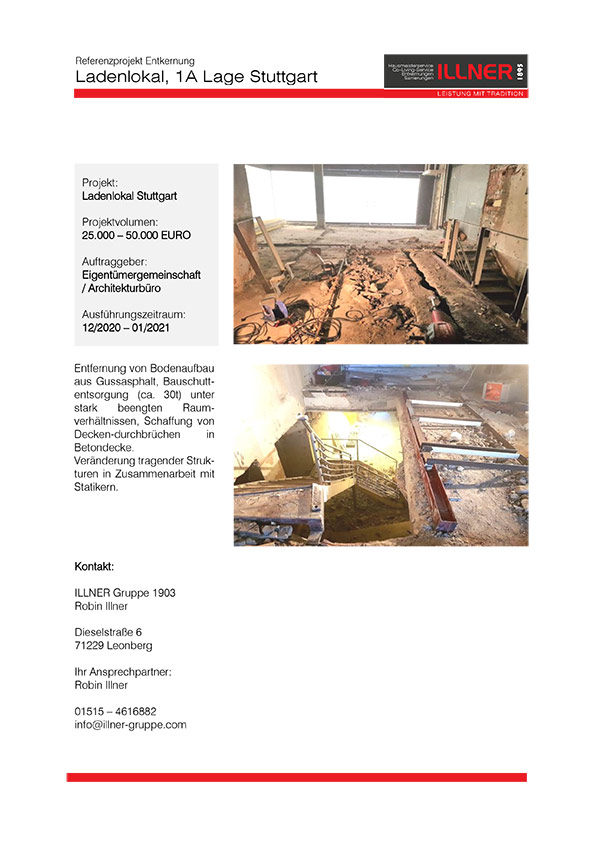 Entkernung, Sanierung Ladenlokal in Stuttgart